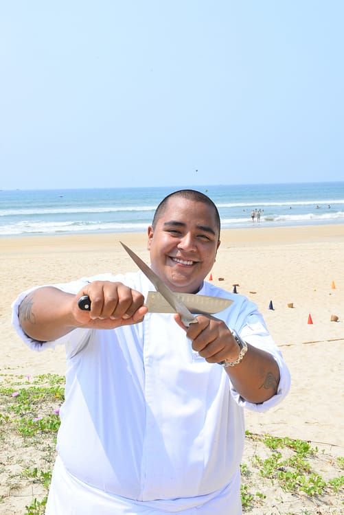 Chef on a beach