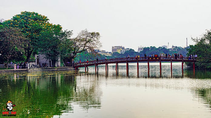 Peaceful view of Bridge and Lake